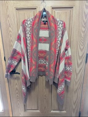 H&M Open-Front Aztec Knit Cardigan - Red & Brown
